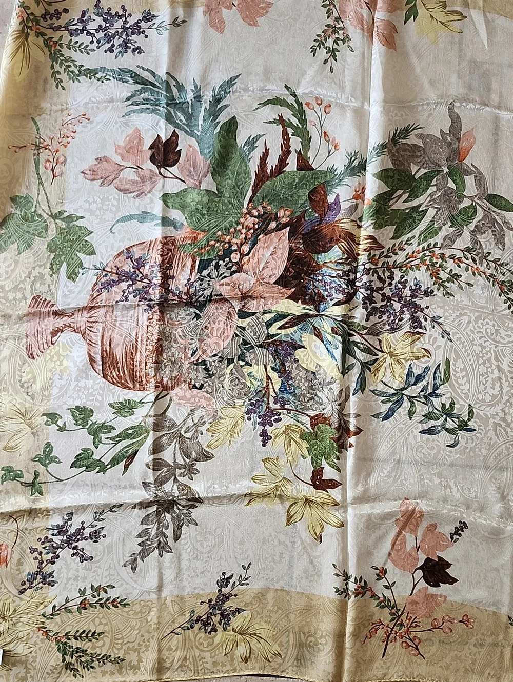 Anne Klein Bouquet In Vase Design Silk Square Scarf